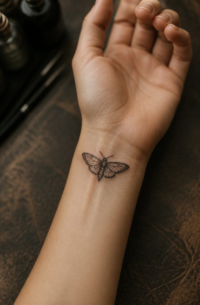 Minimalist tattoo featuring a single wobbly line.