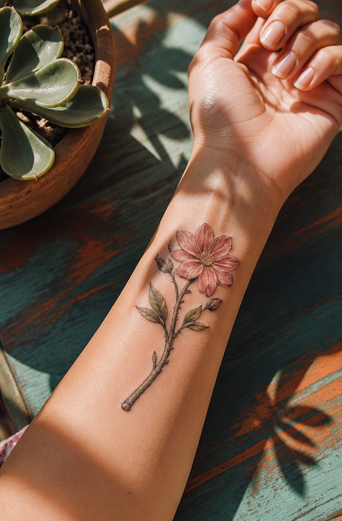 10 Desert Landscape Tattoo Ideas for Standing Waves of Ink 4 A desert rose tattoo showcasing the Adenium flower's vibrant colors.