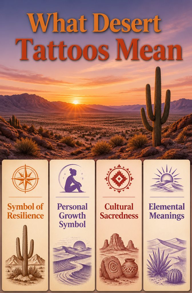 10 Desert Landscape Tattoo Ideas for Standing Waves of Ink 11 An information graphic about the meaning of desert landscape tattoos.