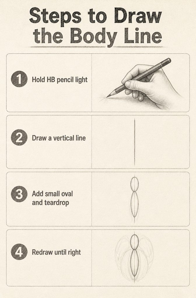 How to Sketch Butterfly Tattoos: 7 Drawing Styles from Fine Line to Geometric 7 Instructional image detailing how to draw a butterfly body line.