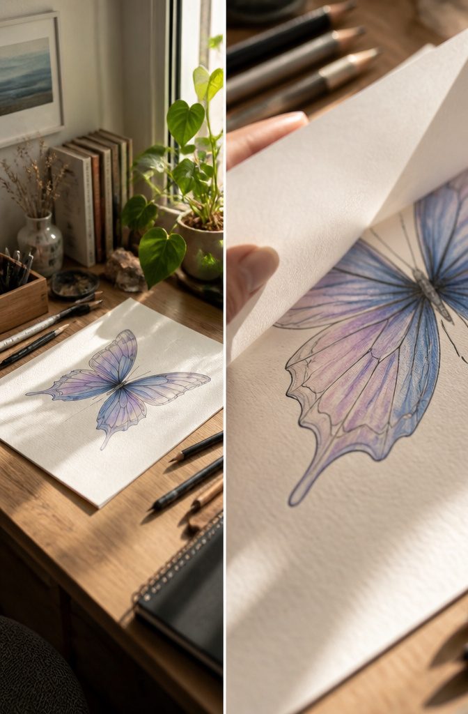 How to Sketch Butterfly Tattoos: 7 Drawing Styles from Fine Line to Geometric 8 Instructions for creating symmetrical wings by folding paper.